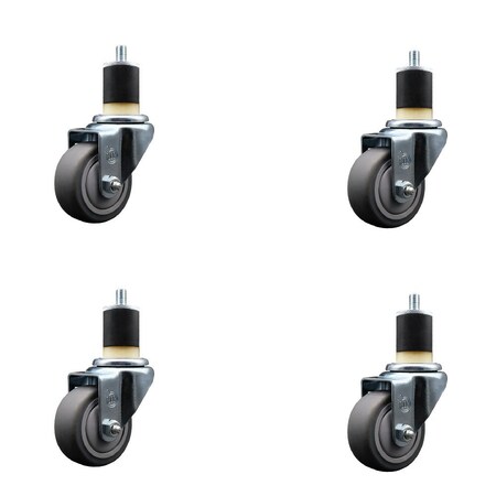 Service Caster 3'' Thermoplastic Rubber Wheel Swivel 1-7/8'' Expanding Stem Caster Set, 4PK SCC-EX20S314-TPRB-178-4
